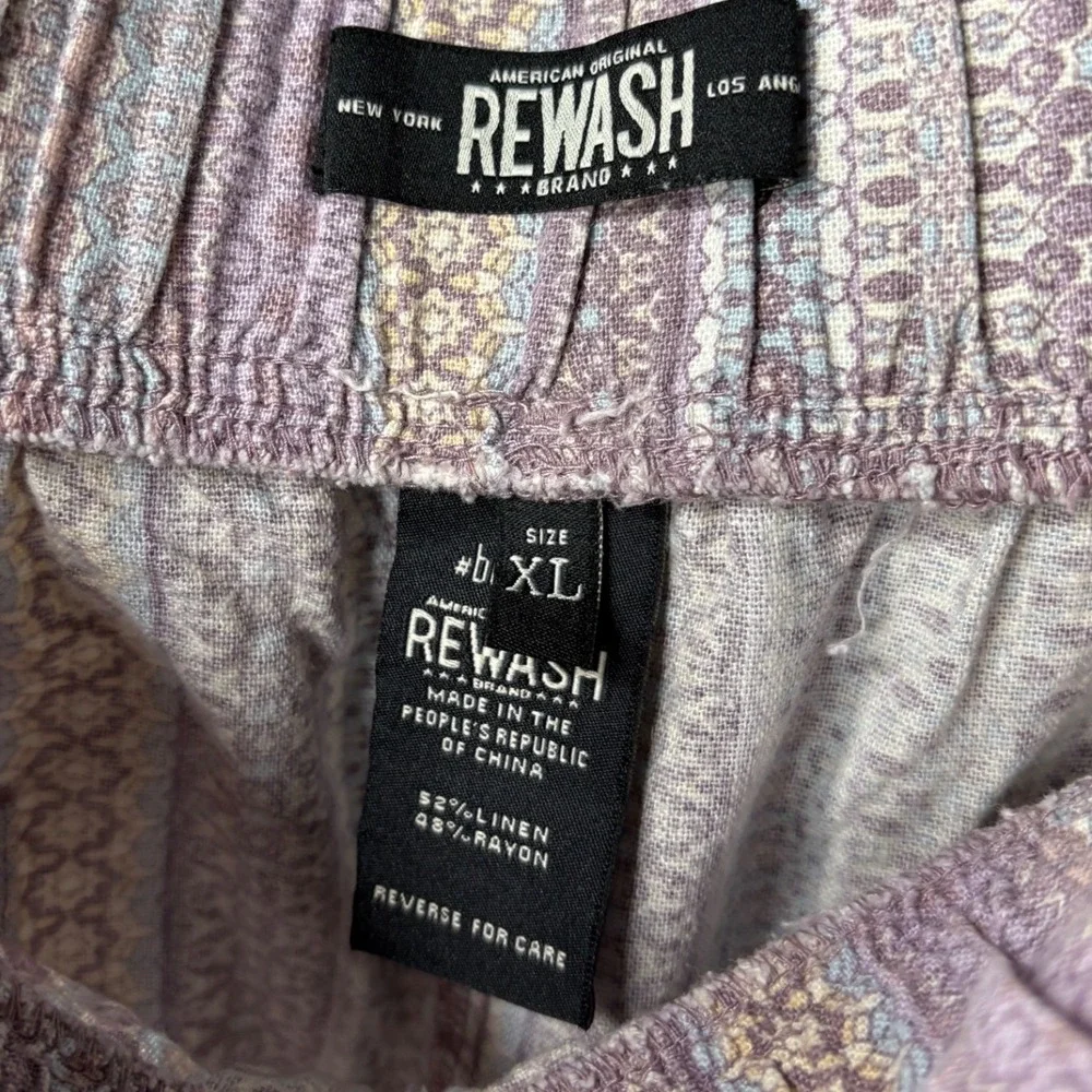 Rewash Womens Boho Linen Blend Tassel Trim‎ Shorts Purple Blue Geometric XL